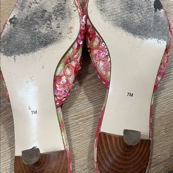 Vintage Y2K Amanda Smith Pink and Green Floral Kitten Heels - Picture 5 of 5